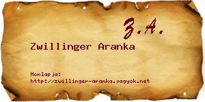 Zwillinger Aranka névjegykártya